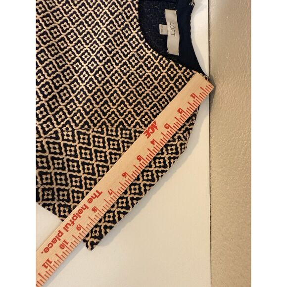 Loft Dress Peplum Wiggle Ruffle Blue Orange Size 14 - Picture 8 of 10